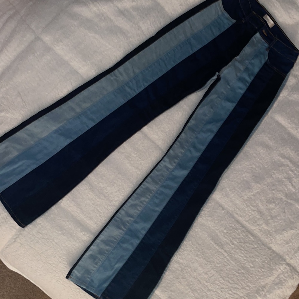 Altar’d State Vertical Striped Multicolor Flare Jeans NWOT - Picture 3 of 7
